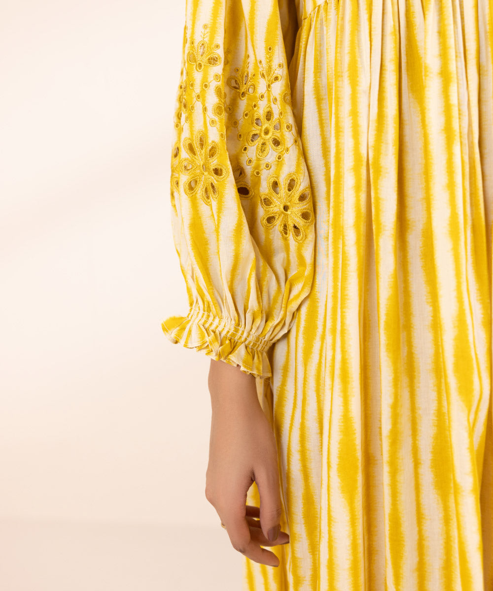 Women's Pret Lawn Embroidered Yellow Dress