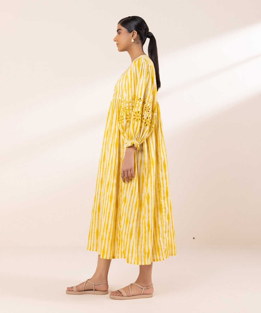 Women's Pret Lawn Embroidered Yellow Dress