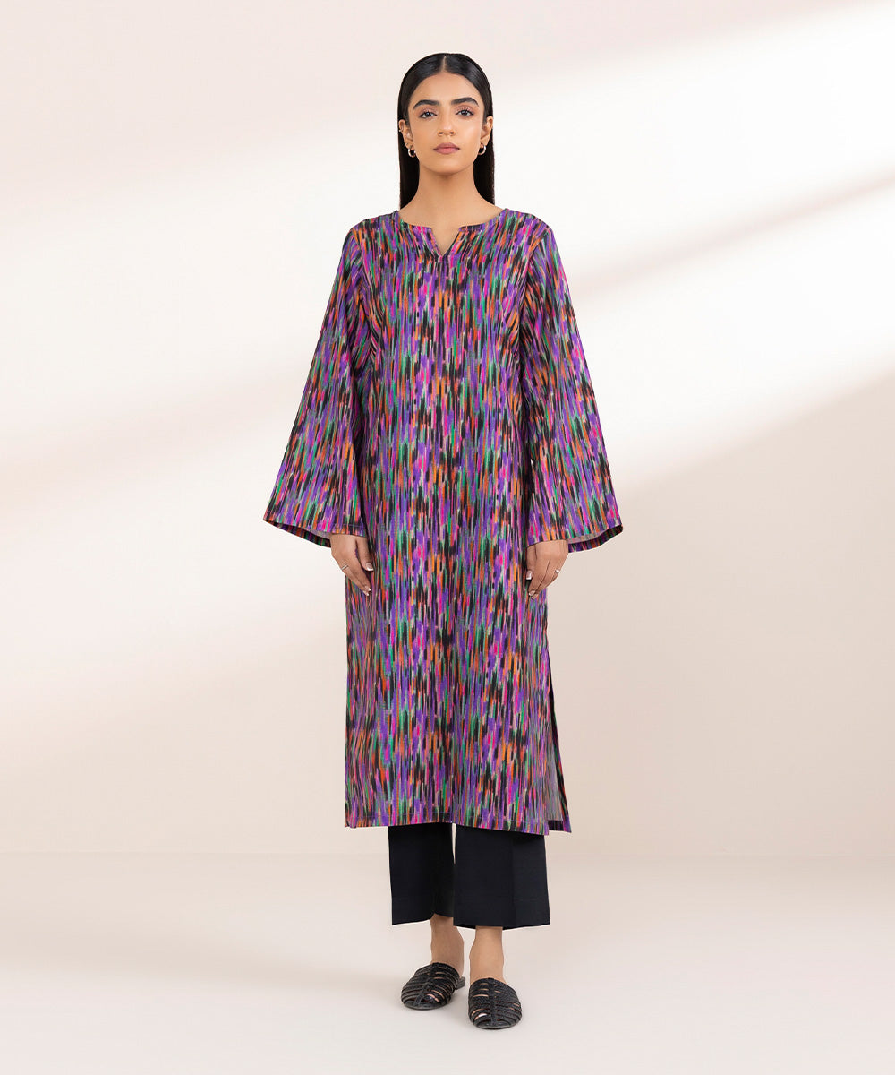 Women's Pret Khaddar Multi Printed A-Line Shirt