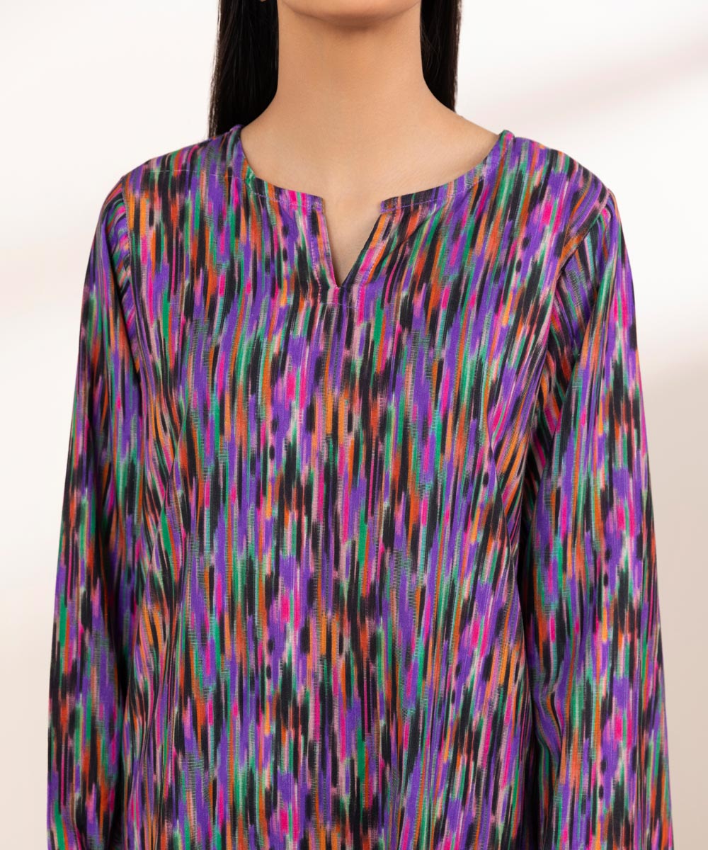 Women's Pret Khaddar Multi Printed A-Line Shirt