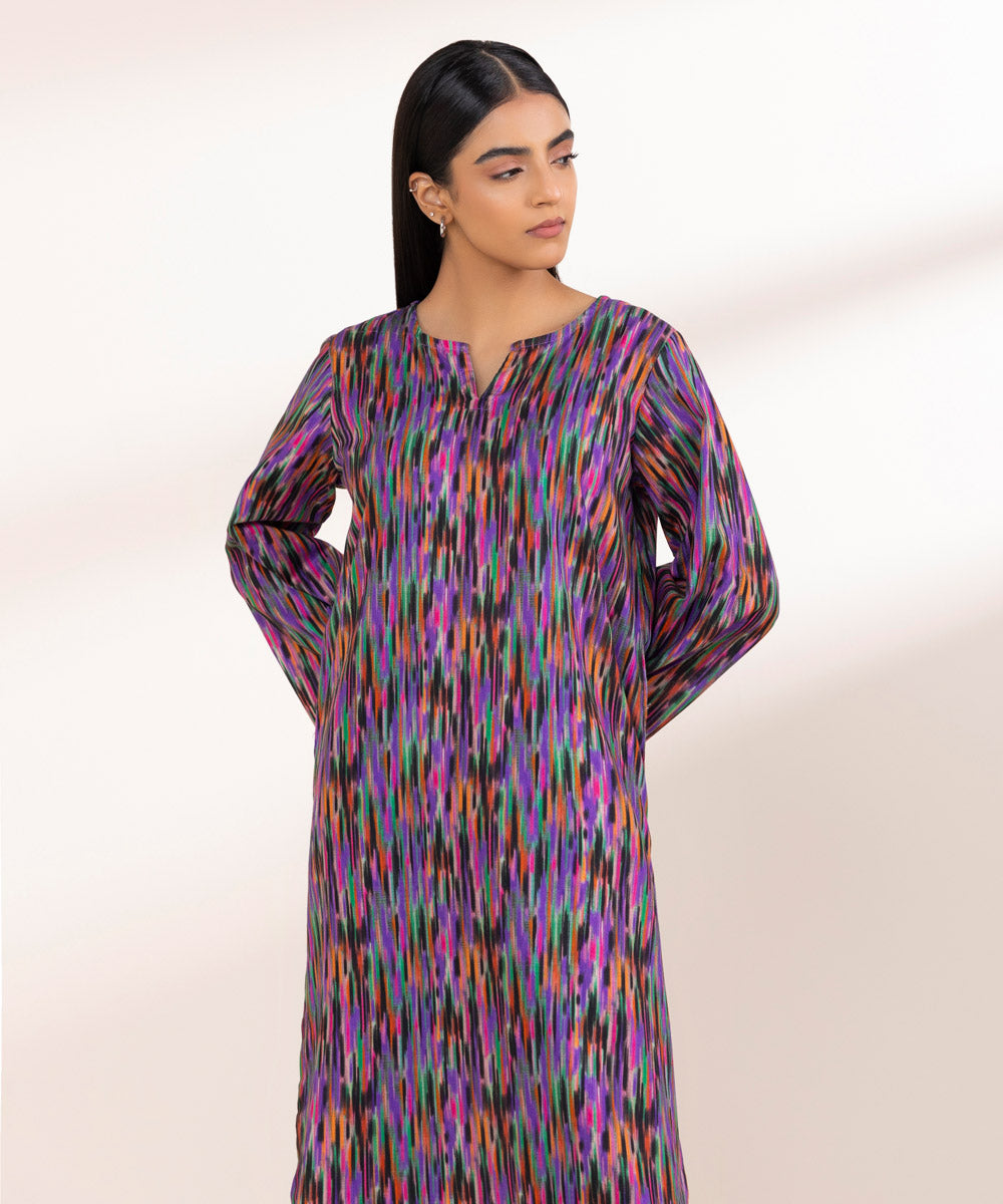 Women's Pret Khaddar Multi Printed A-Line Shirt