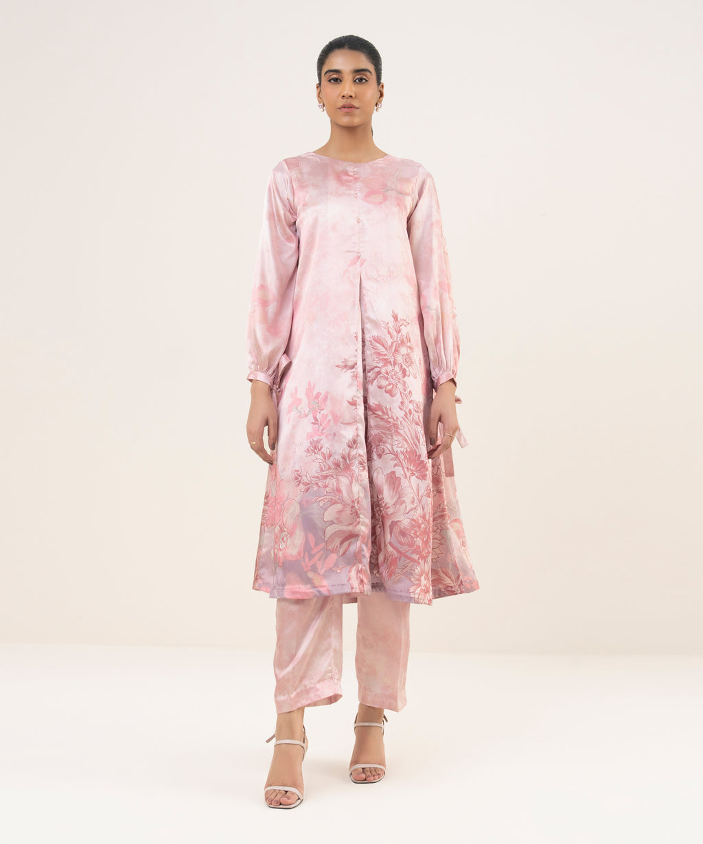 2 Piece - Printed Satin Suit