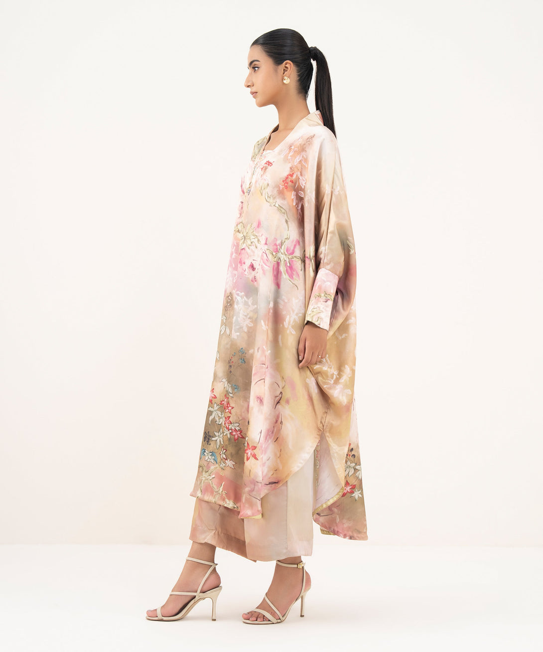 Women's RTW Blended Satin Multi Printed Kaftan