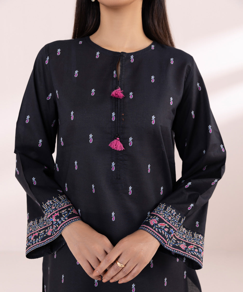 Women's Pret Lawn Black Printed Straight Shirt