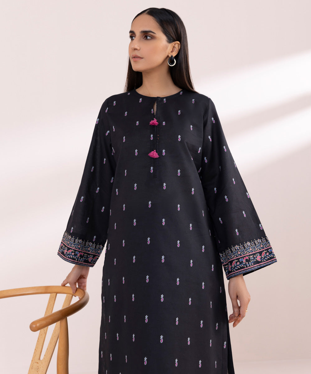 Women's Pret Lawn Black Printed Straight Shirt