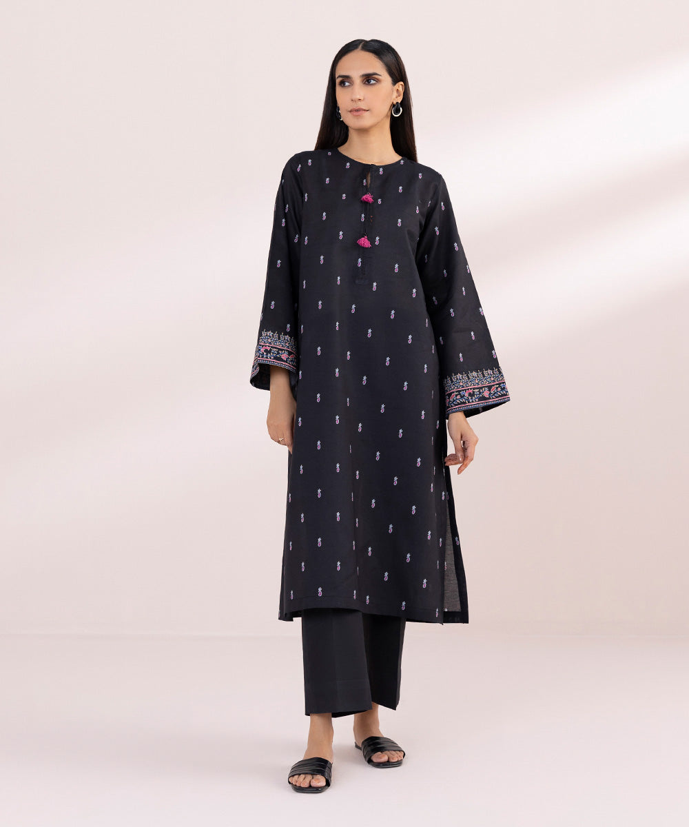 Women's Pret Lawn Black Printed Straight Shirt