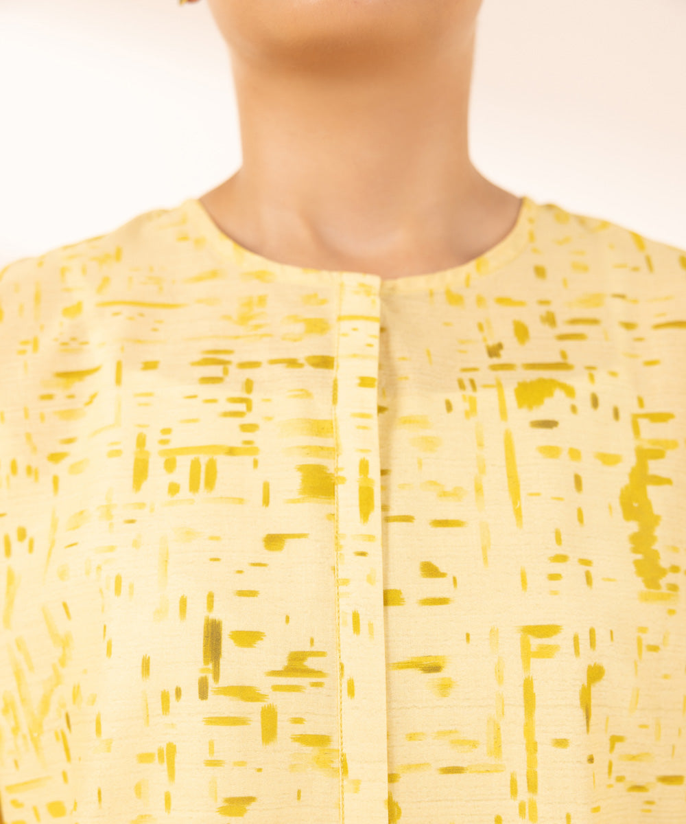 Women's Pret Lawn Yellow Printed Drop Shoulder Shirt