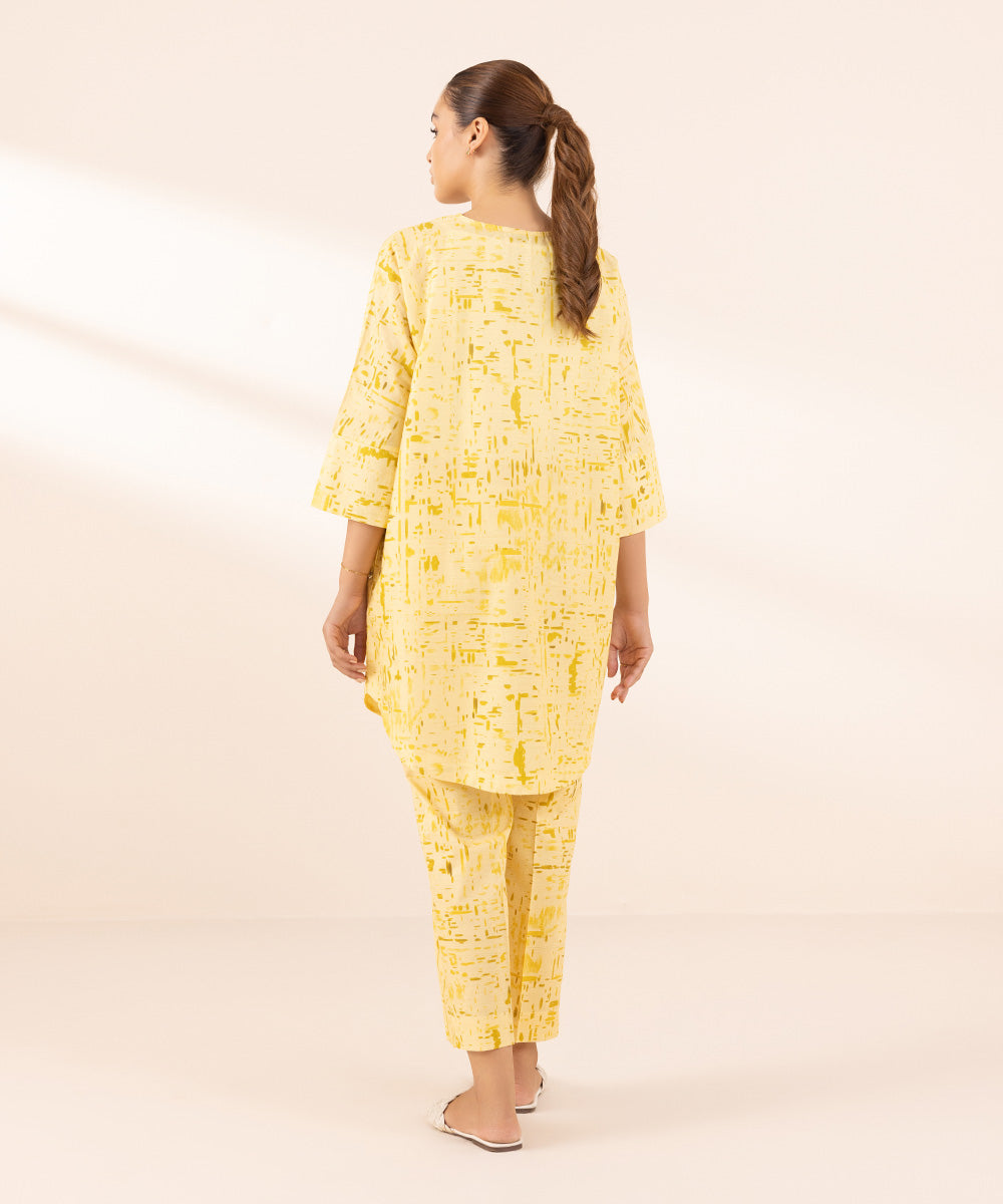 Women's Pret Lawn Yellow Printed Drop Shoulder Shirt