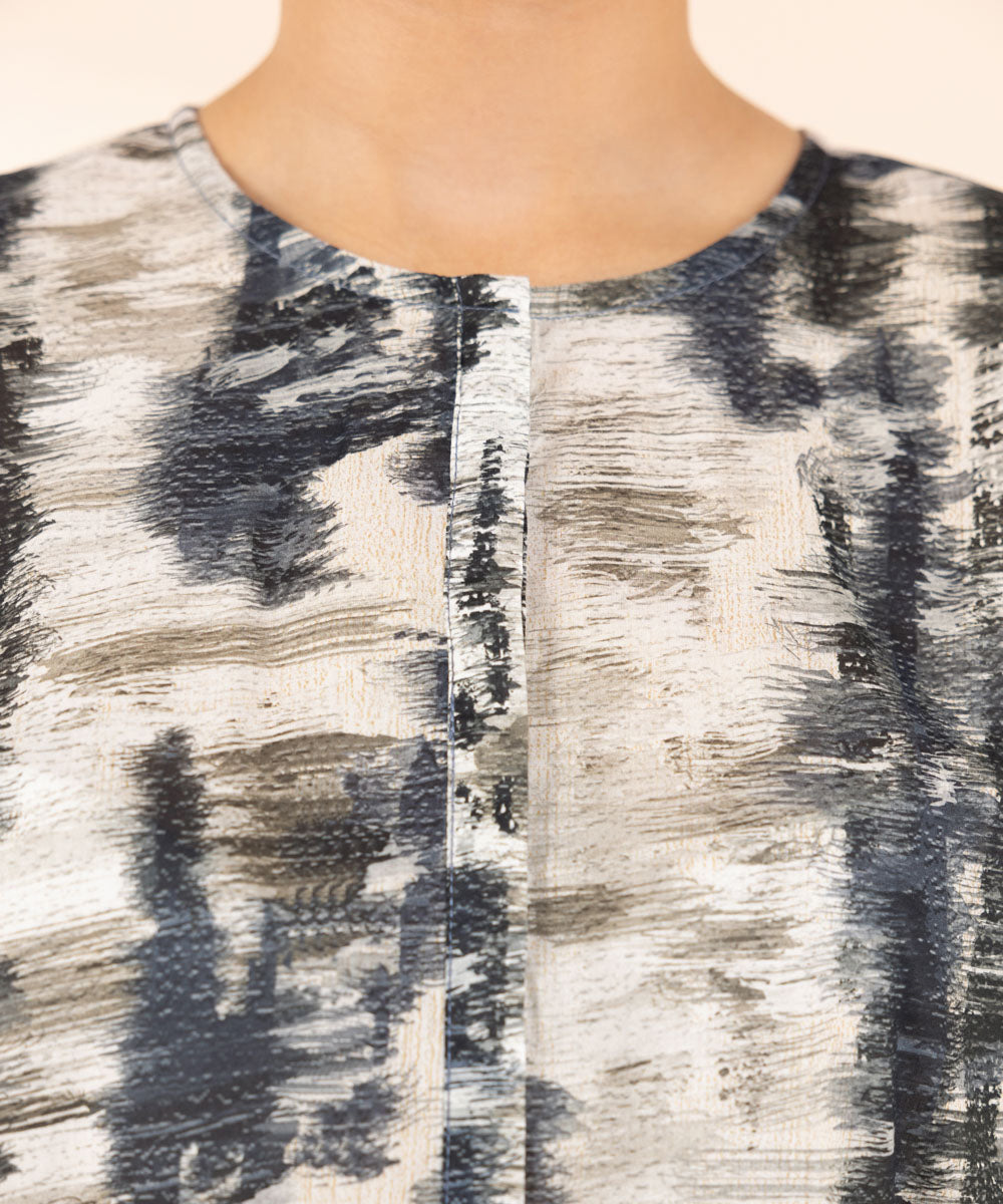 Women's Pret Lawn Grey Printed A-Line Shirt