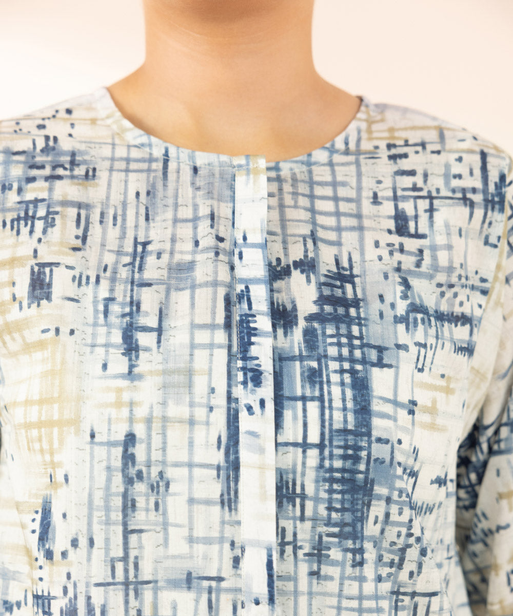 Women's Pret Lawn Blue Printed Boxy Shirt