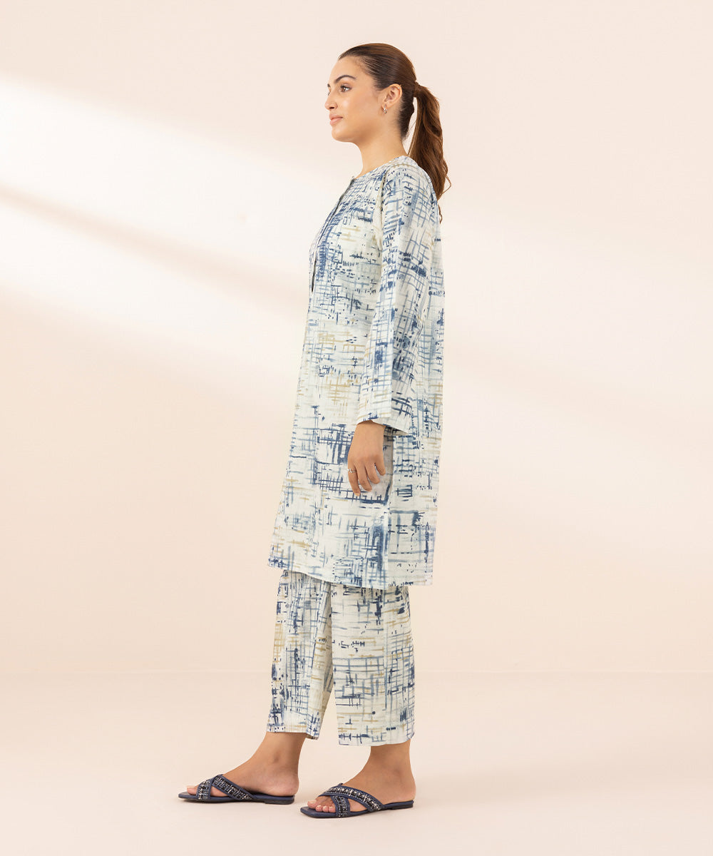 Women's Pret Lawn Blue Printed Boxy Shirt