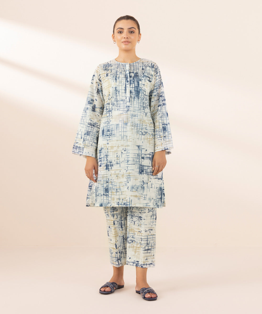 Women's Pret Lawn Blue Printed Boxy Shirt