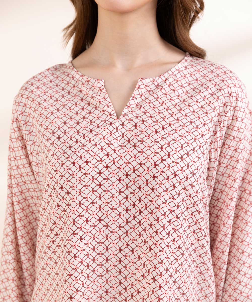 Women's Pret Linen Pink Printed Straight Shirt