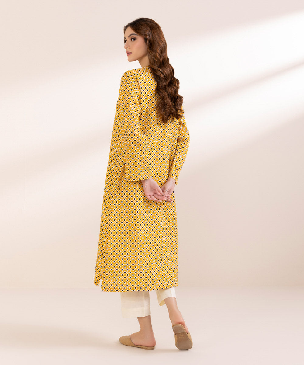 Women's Pret Khaddar Yellow Printed A-Line Shirt