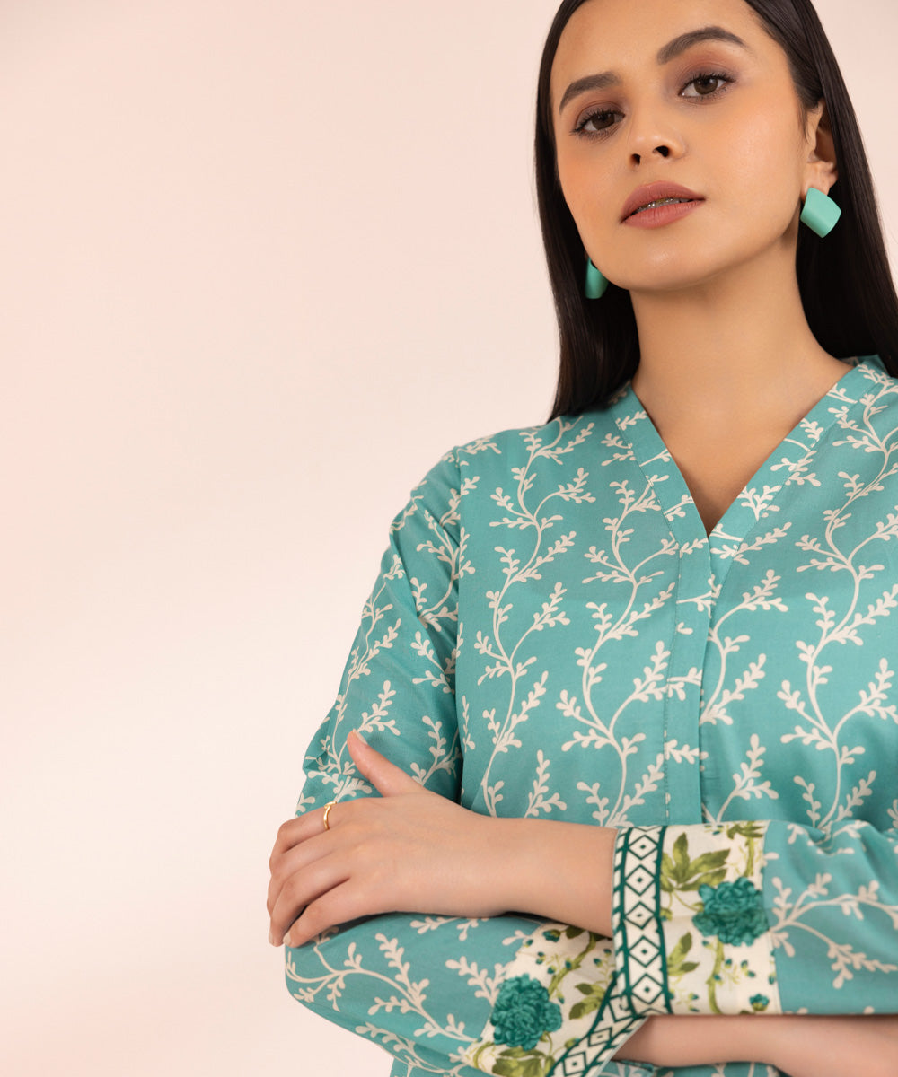 Women's Pret Lawn Blue Printed Straight Shirt