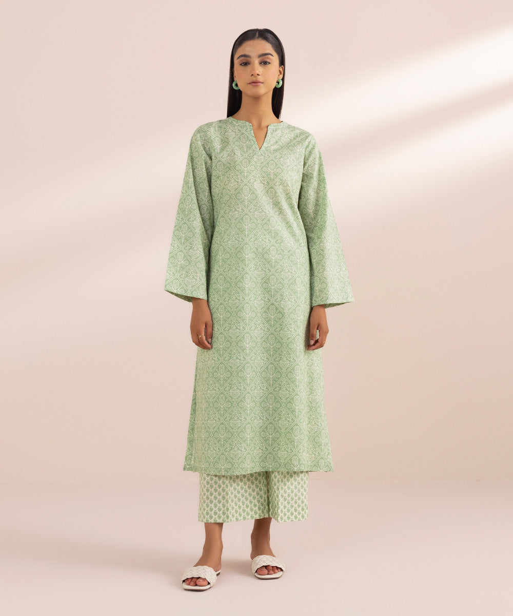 Women's Pret Lawn Green Printed A-Line Shirt