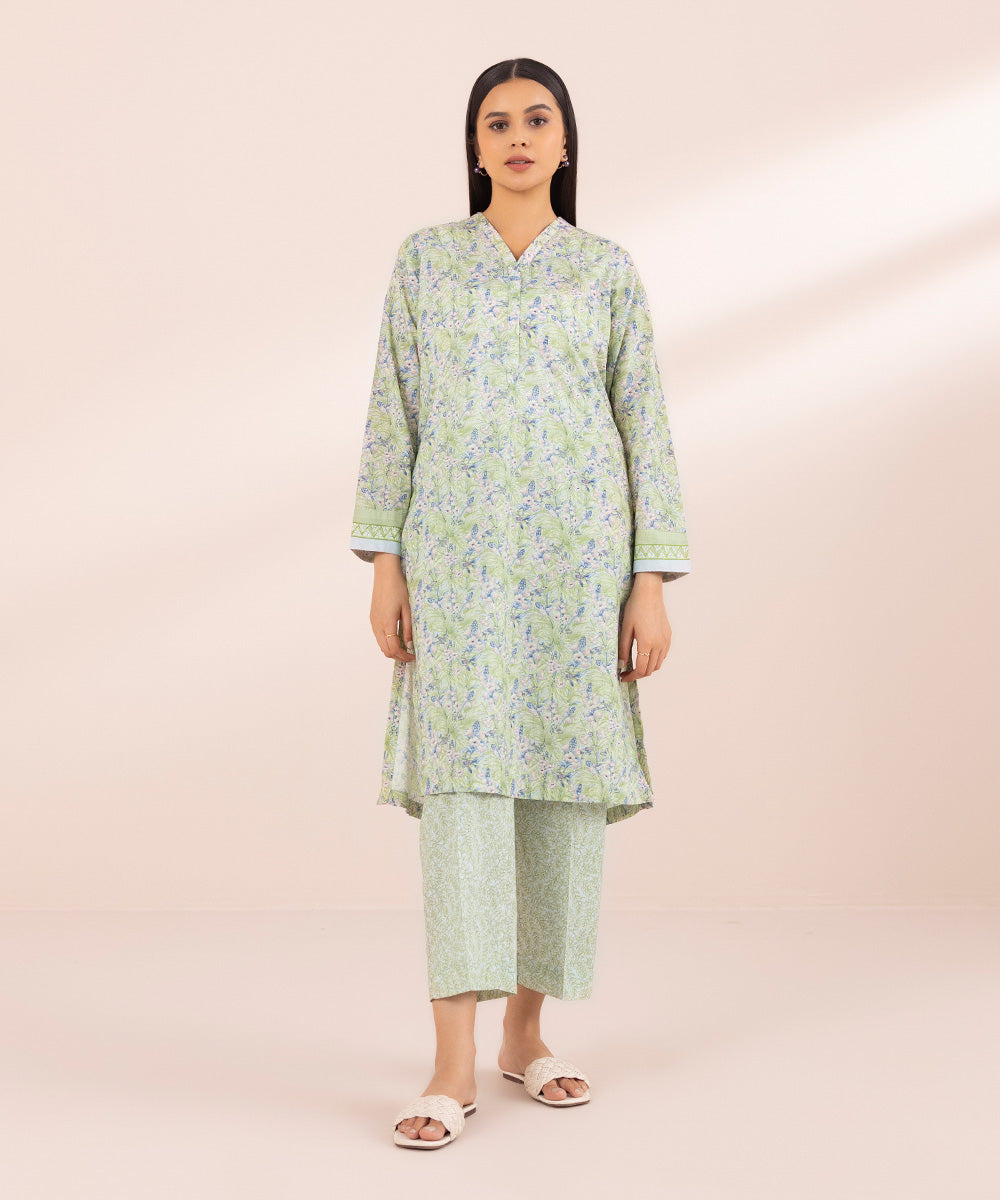 Women's Pret Lawn Green Printed A-Line Shirt