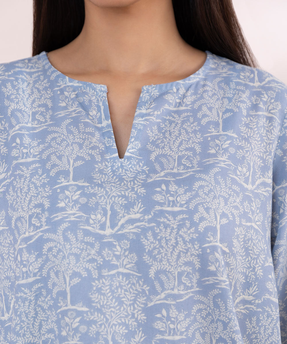 Women's Pret Lawn Blue Printed Straight Shirt