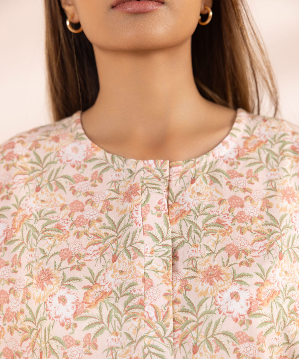 Women's Pret Lawn Pink Printed Drop Shoulder Shirt