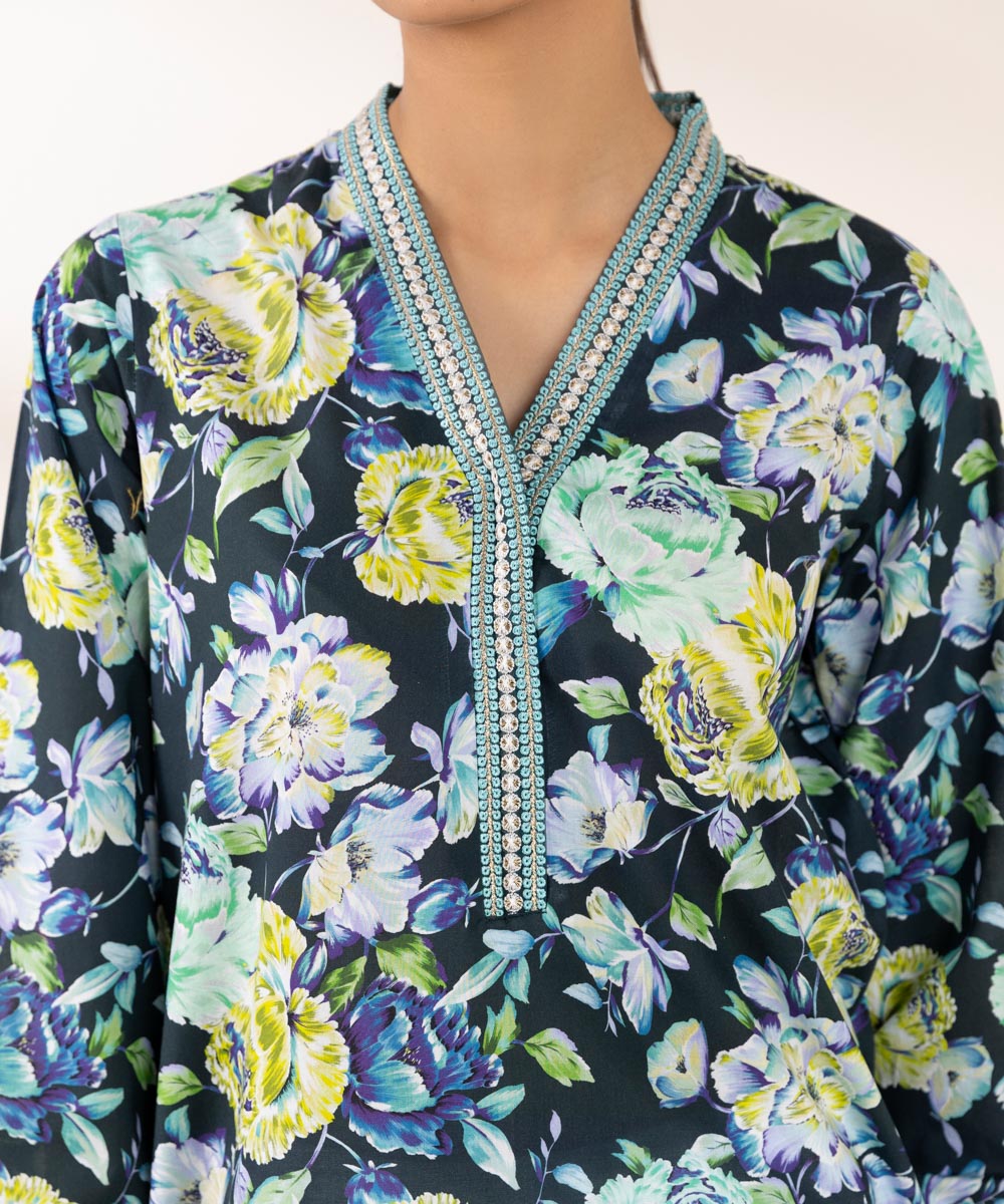 Women's Pret Cambric Embroidered Multi A-Line Shirt