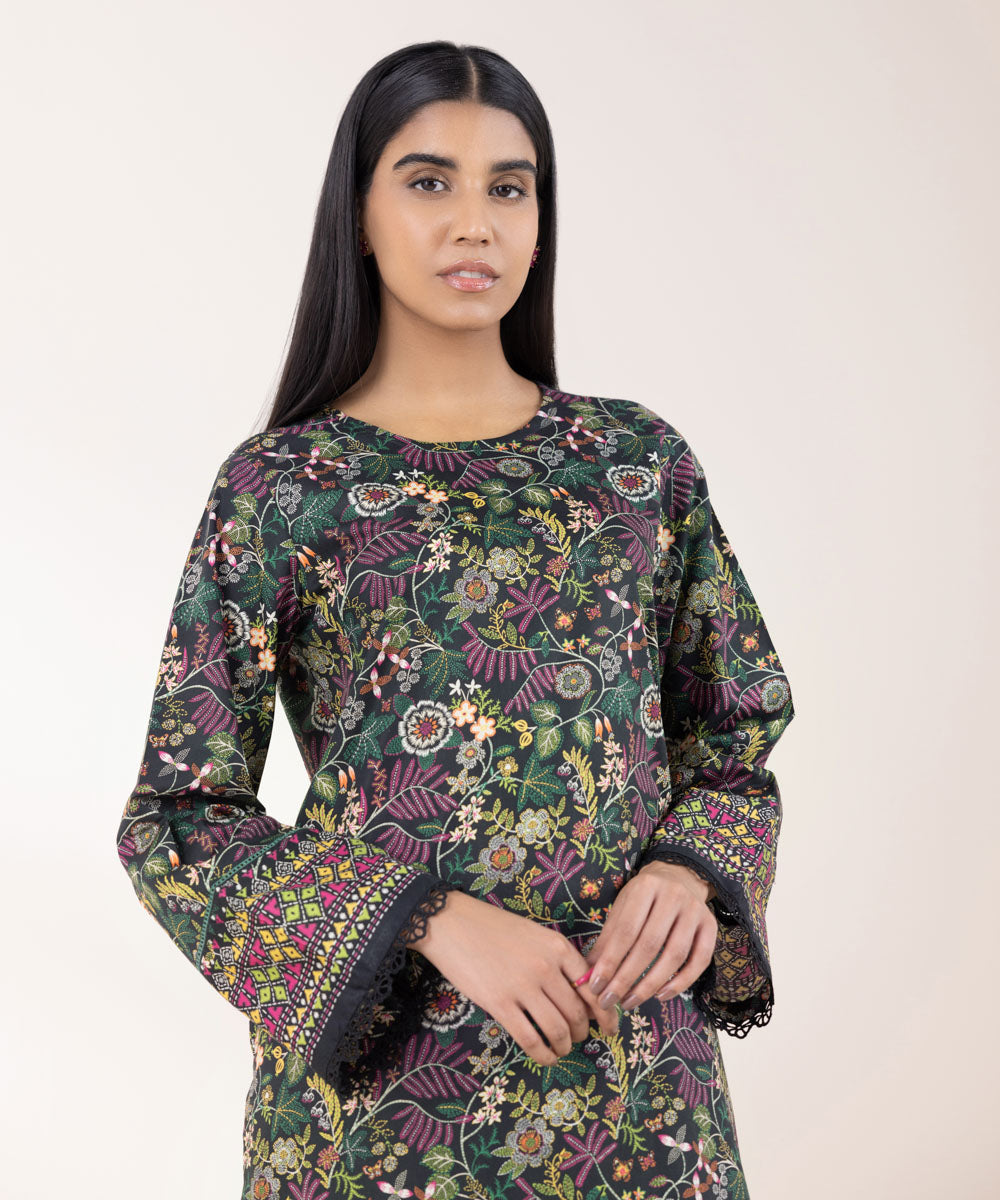 Women's Pret Cotton Viscose Printed Multi A-Line Shirt