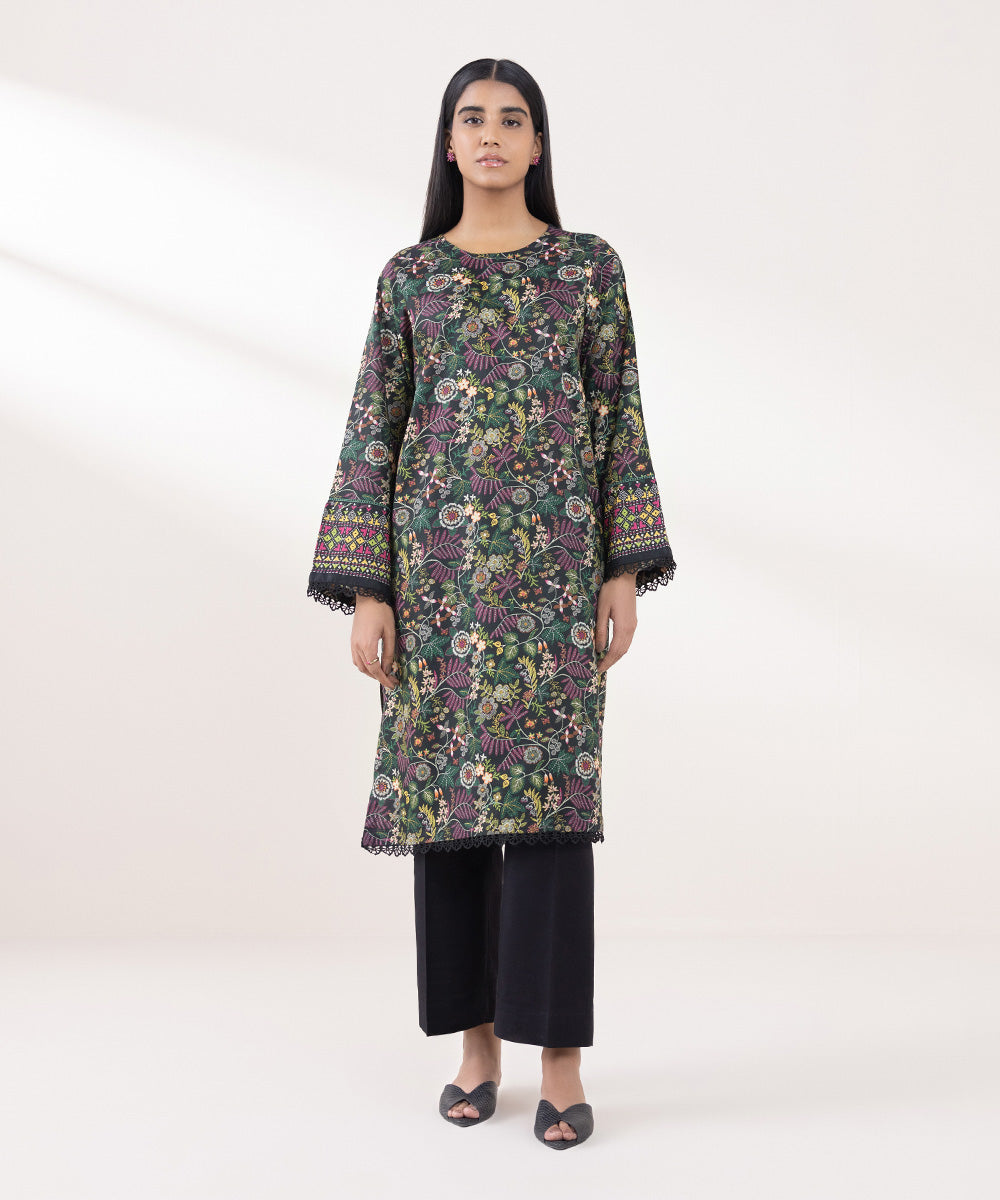 Women's Pret Cotton Viscose Printed Multi A-Line Shirt