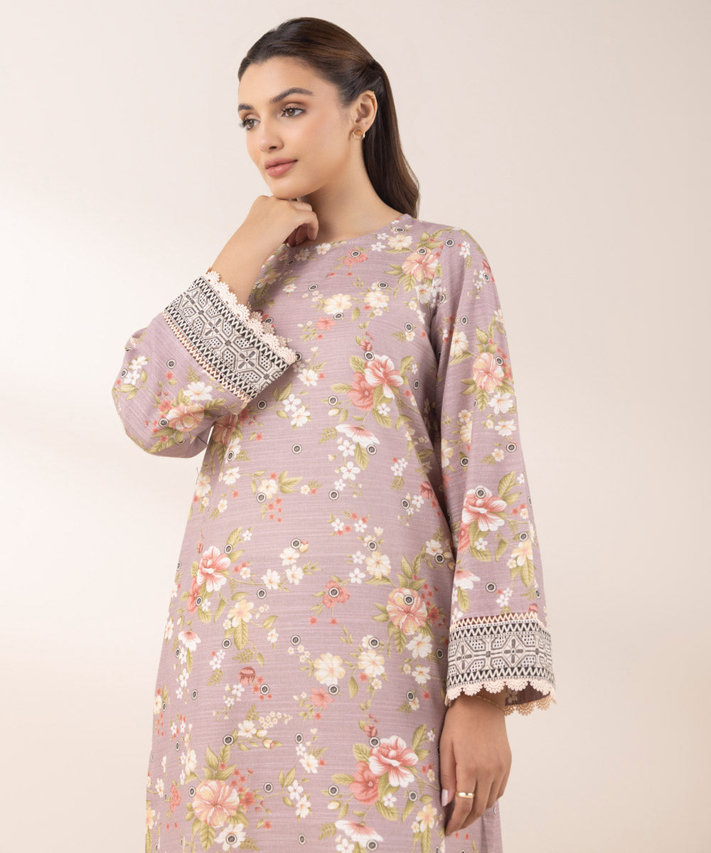 Printed Zari Khaddar Shirt