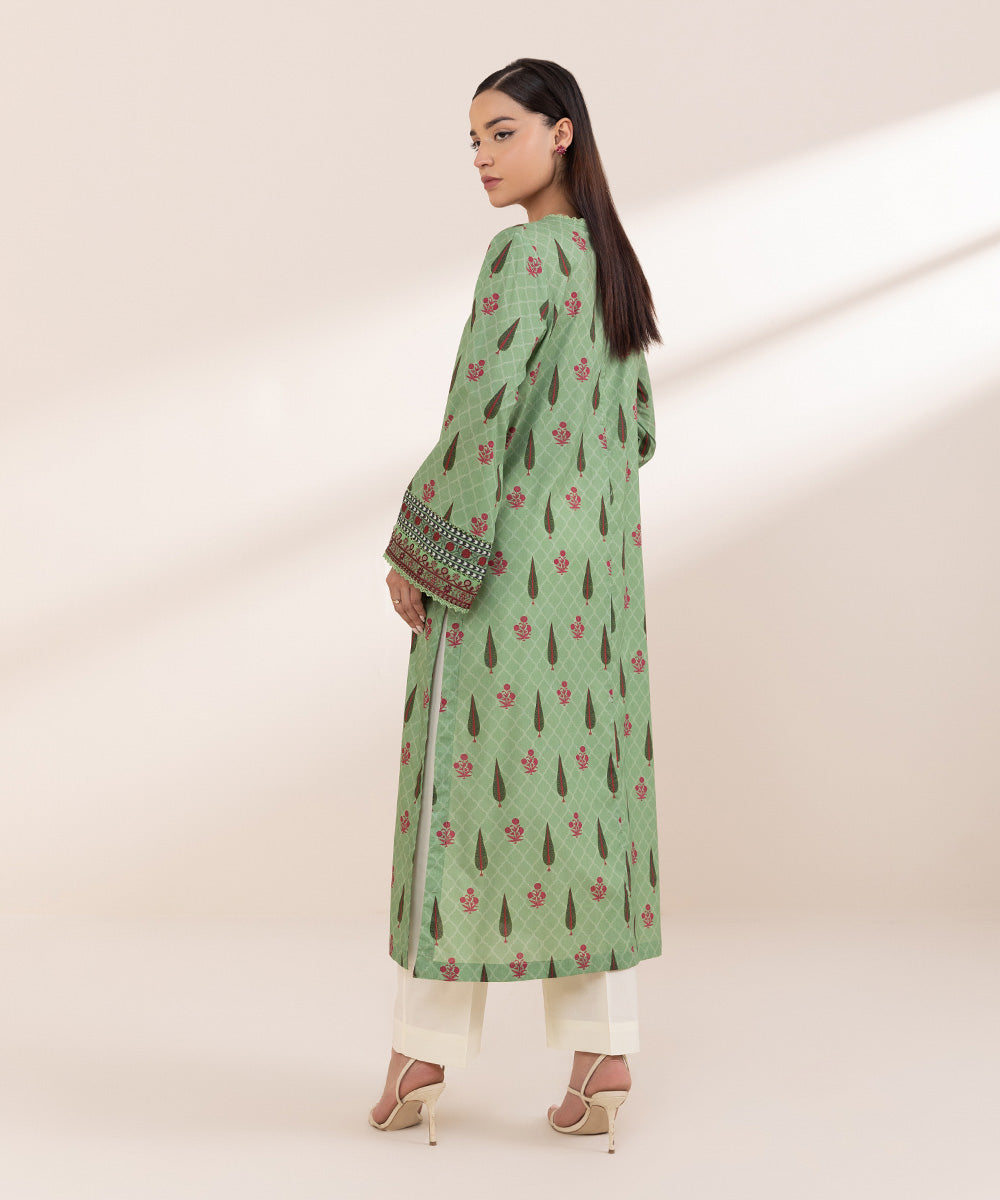 Women's Pret Lawn Embroidered Green A-Line Shirt