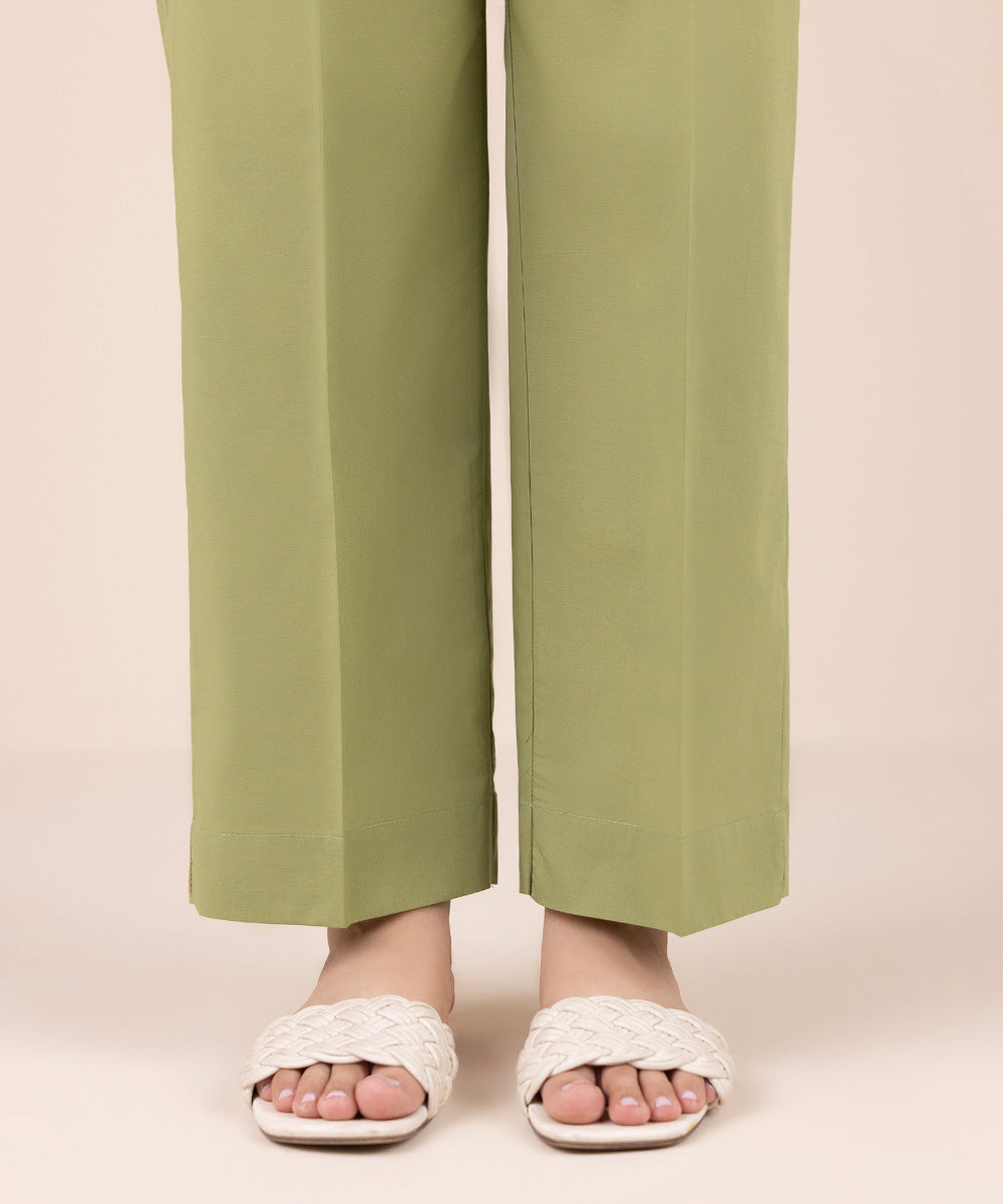 Women's Pret Cambric Green Dyed Straight Pants