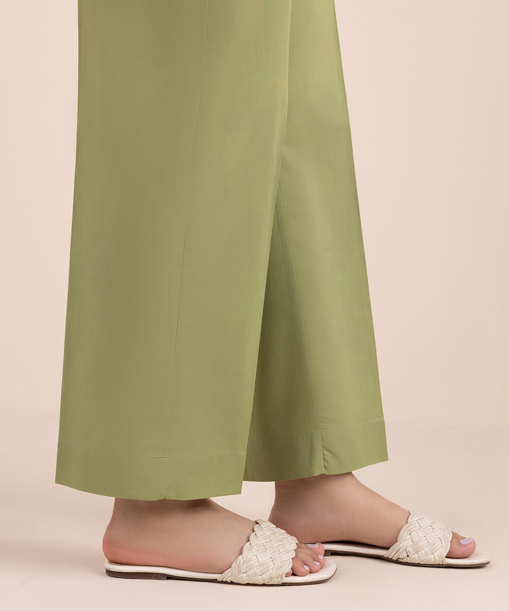 Women's Pret Cambric Green Dyed Straight Pants