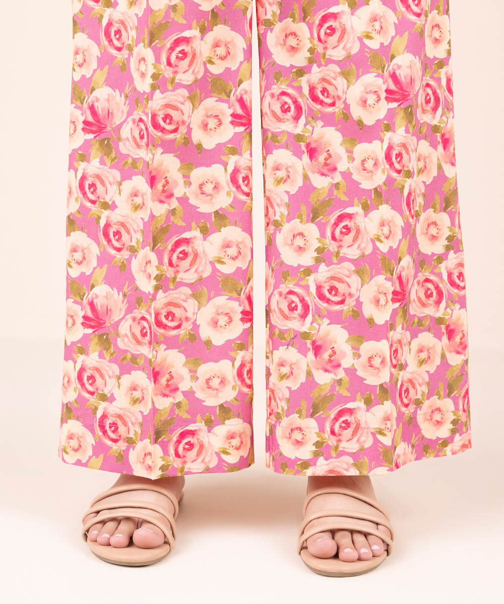 Women's Pret Cambric Pink Printed Culottes