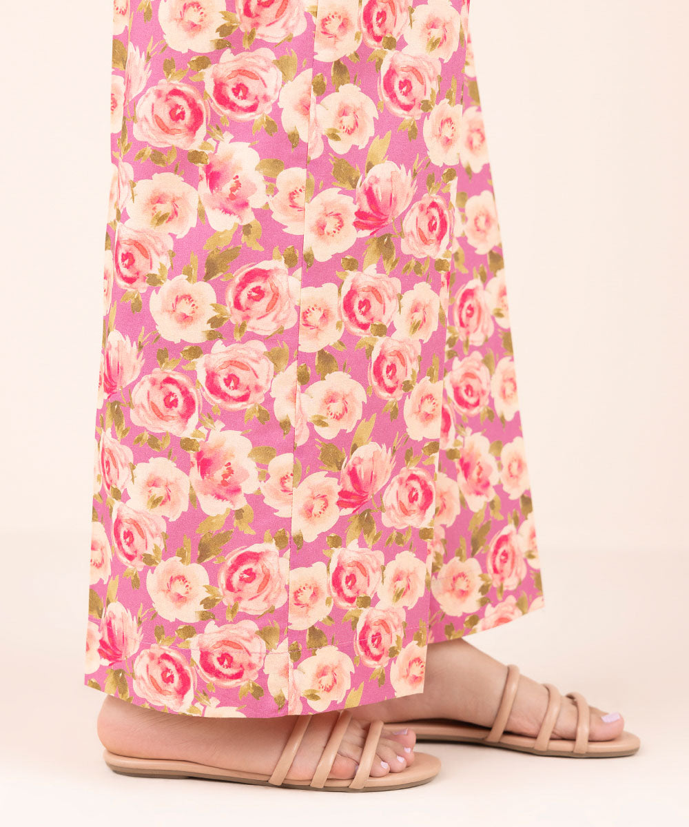 Women's Pret Cambric Pink Printed Culottes