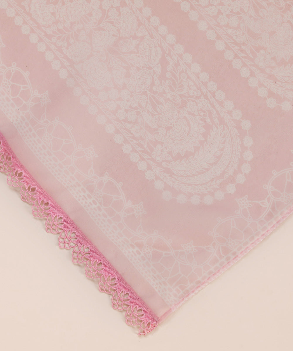 Blended Organza Pink Printed Dupatta