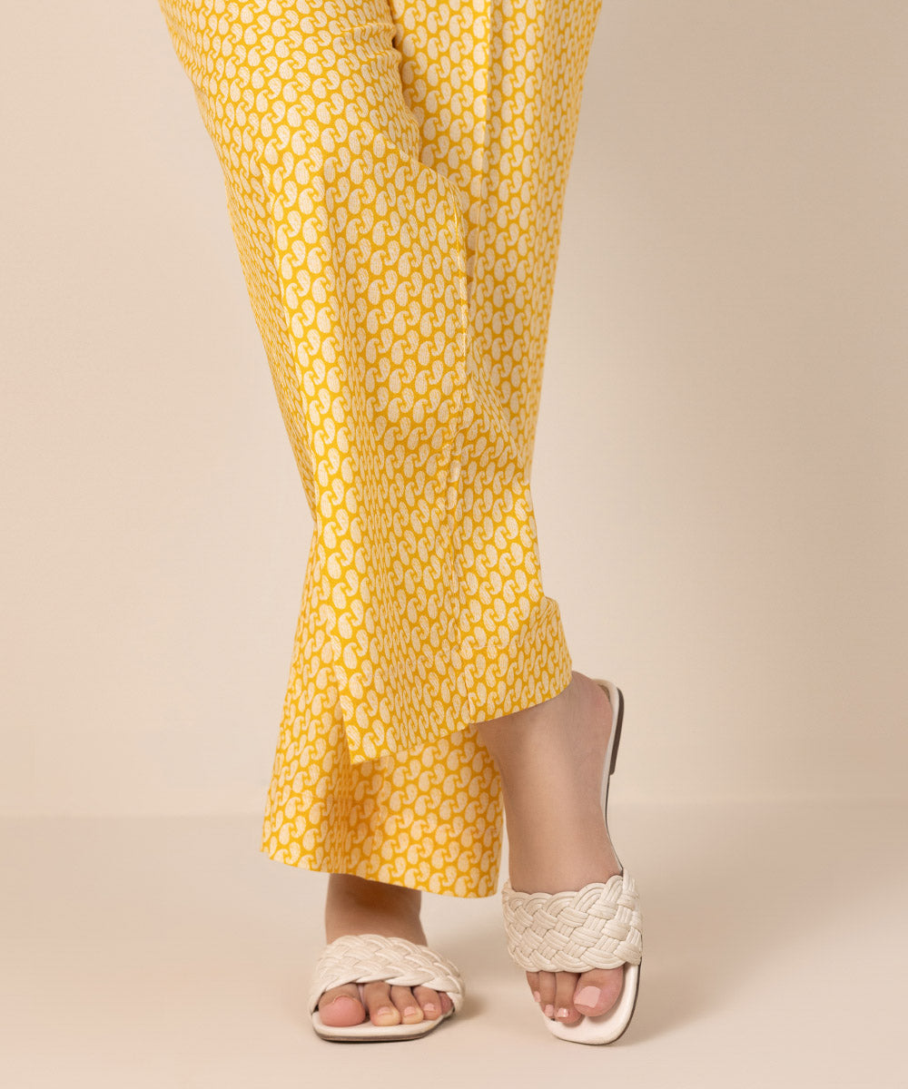 Women's Pret Cambric Yellow Printed Culottes