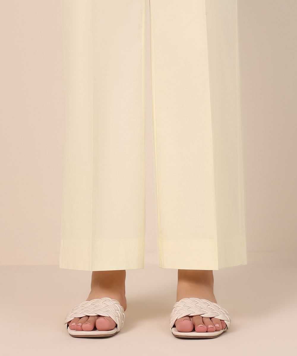 Women's Pret Cambric Off White Solid Culottes