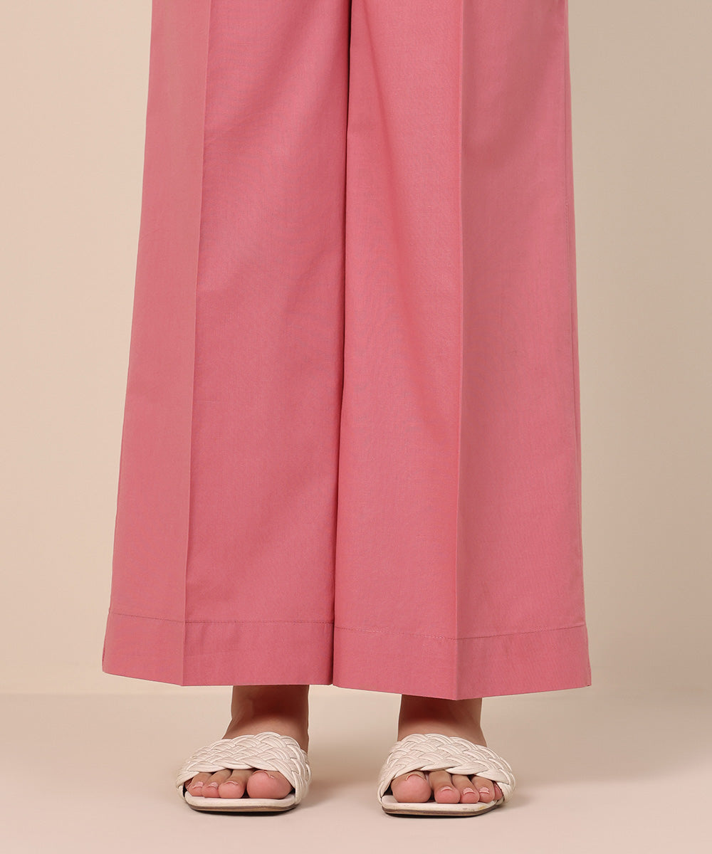 Women's Pret Cambric Pink Solid Culottes