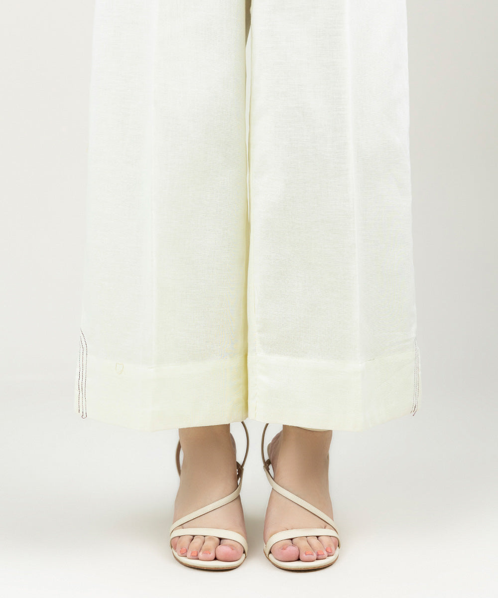 Women's Pret Khaddar Solid Off White Culottes