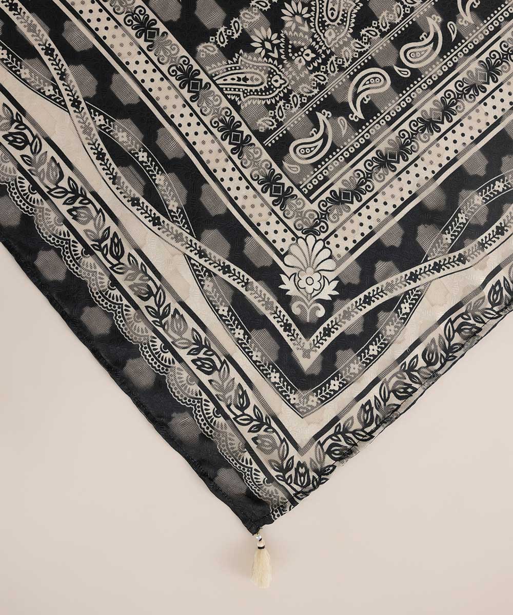 Brochea Jacquard Black Dyed Dupatta