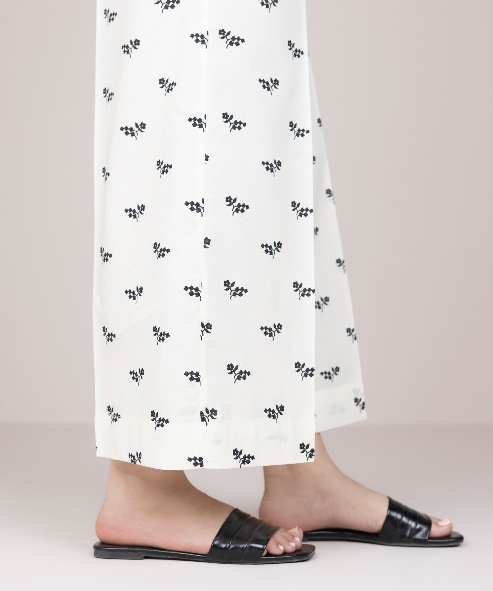 Women's Pret Cambric Off White Printed Culottes