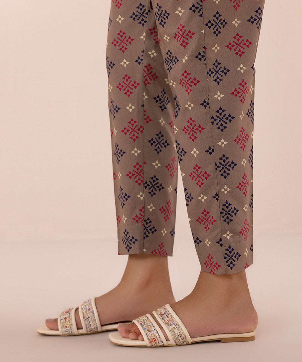 Women's Pret Cambric Brown Printed Cigarette Pants