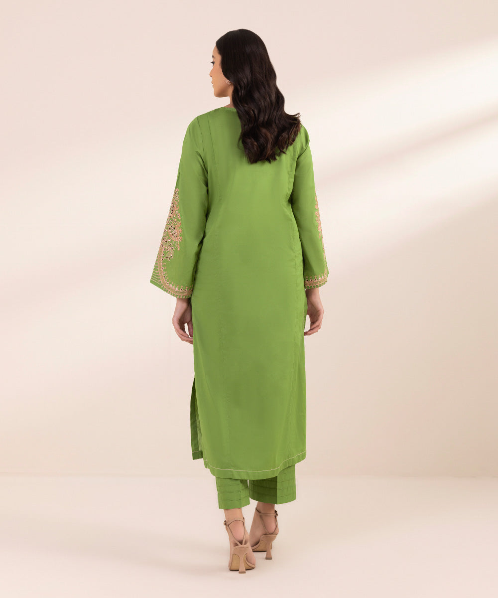 Women's Pret Lawn Embroidered Grass Green A-Line Shirt