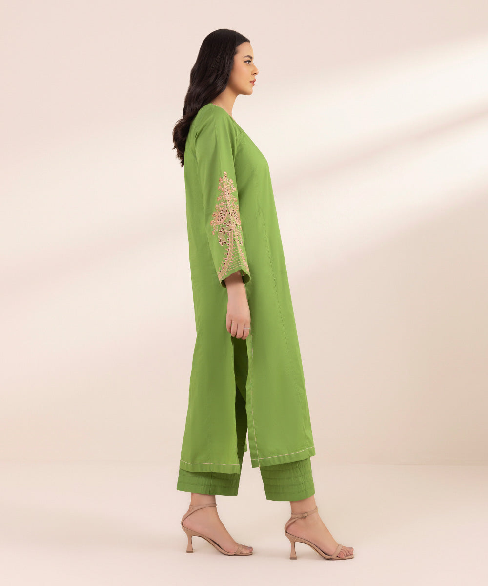 Women's Pret Lawn Embroidered Grass Green A-Line Shirt