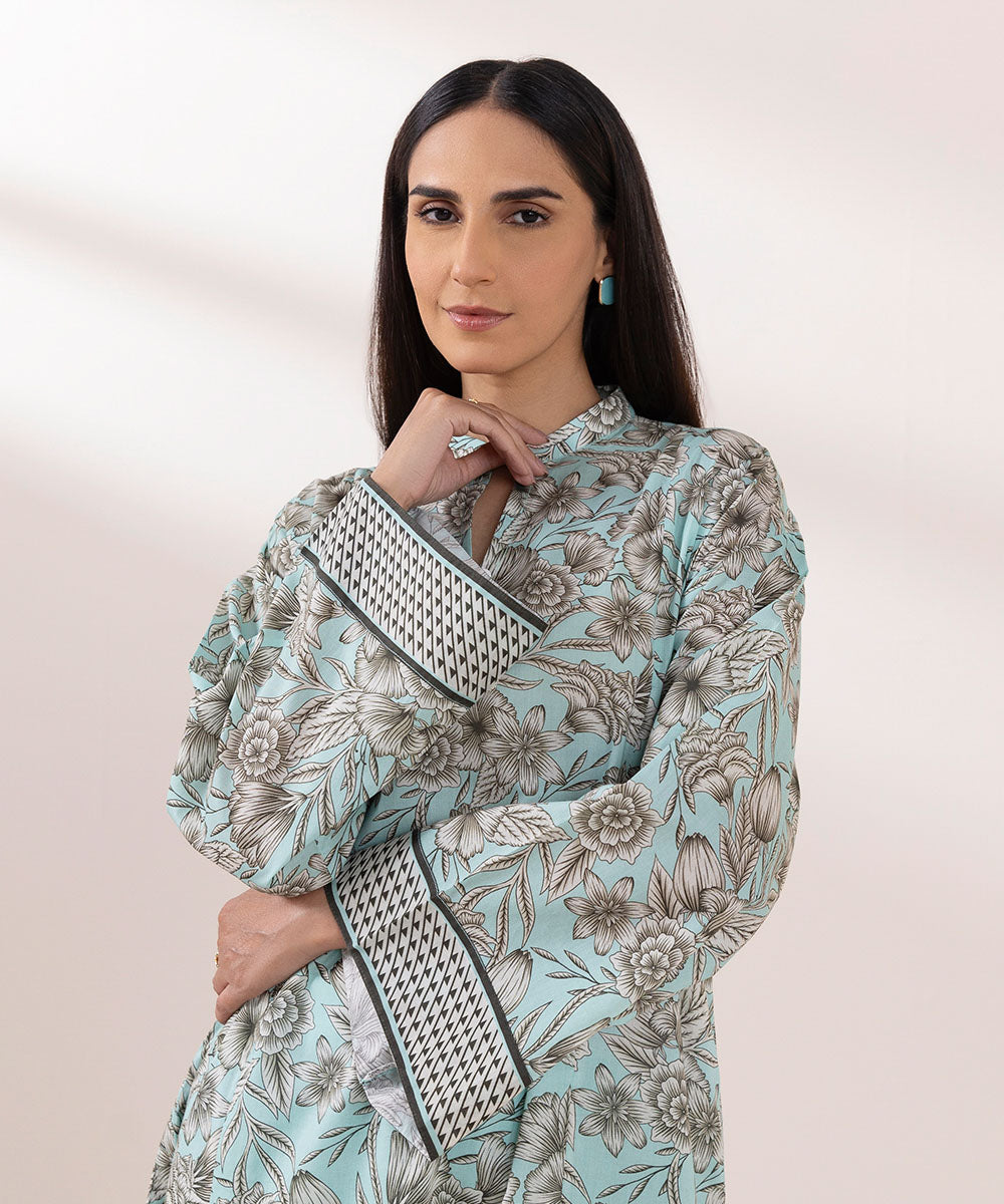 Women's Pret Lawn Printed Sky Blue A-Line Shirt