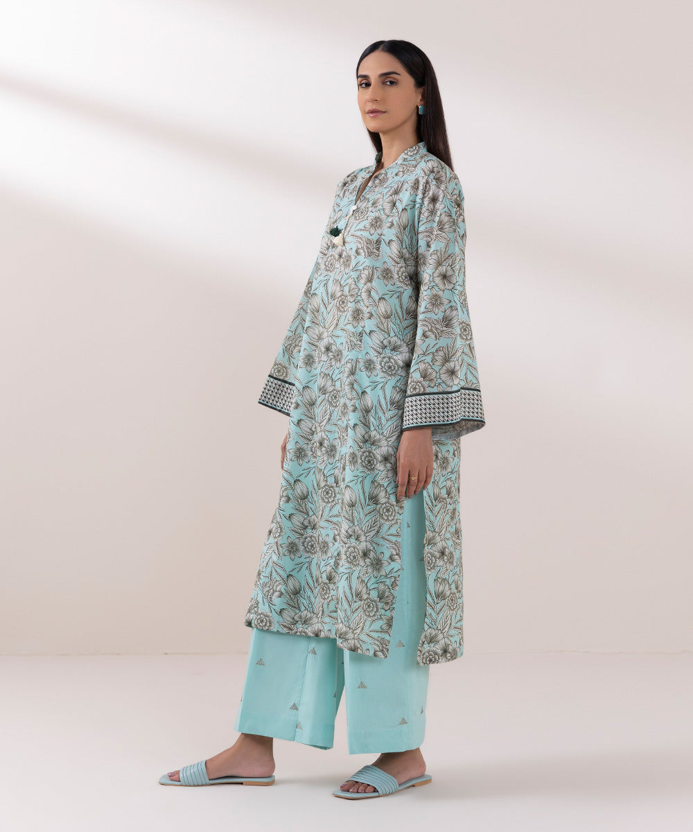 Women's Pret Lawn Printed Sky Blue A-Line Shirt