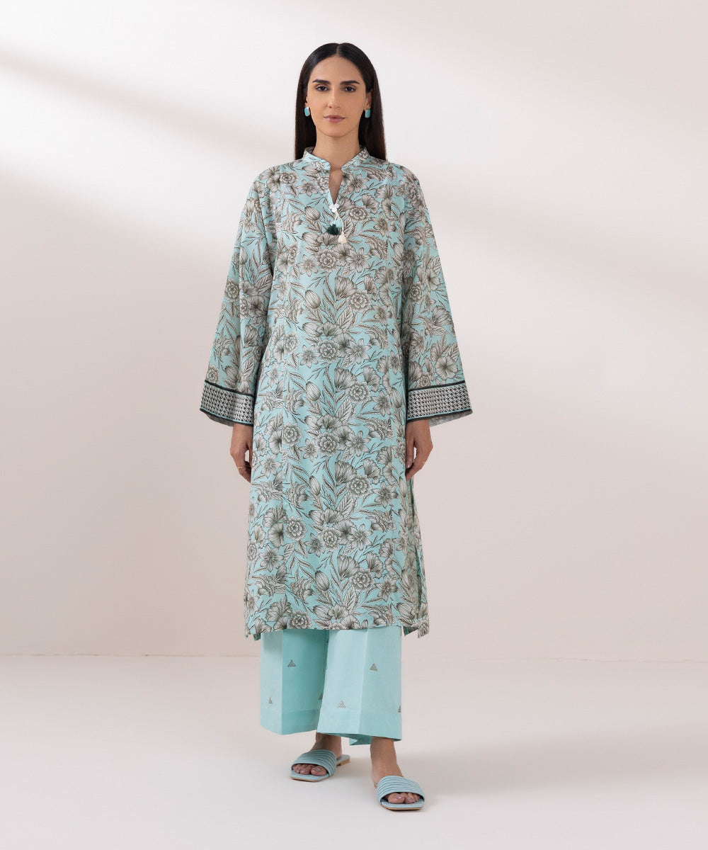 Women's Pret Lawn Printed Sky Blue A-Line Shirt