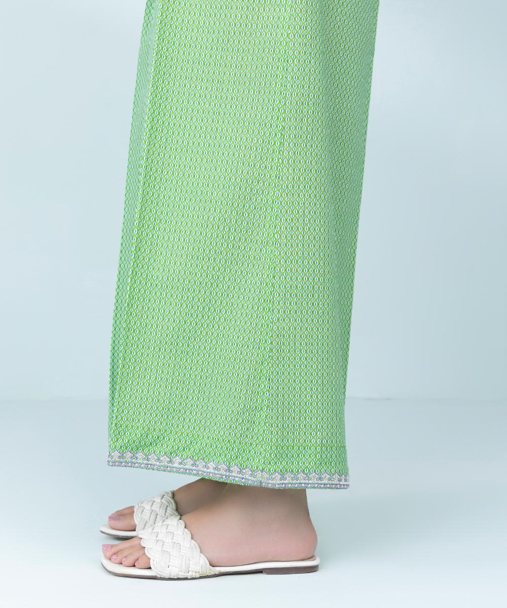 Women's Pret Cambric Embroidered Lime Culottes