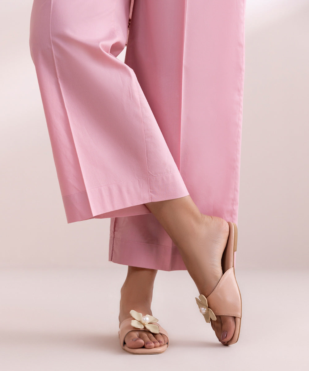 Women's Pret Cambric Pink Solid Culottes