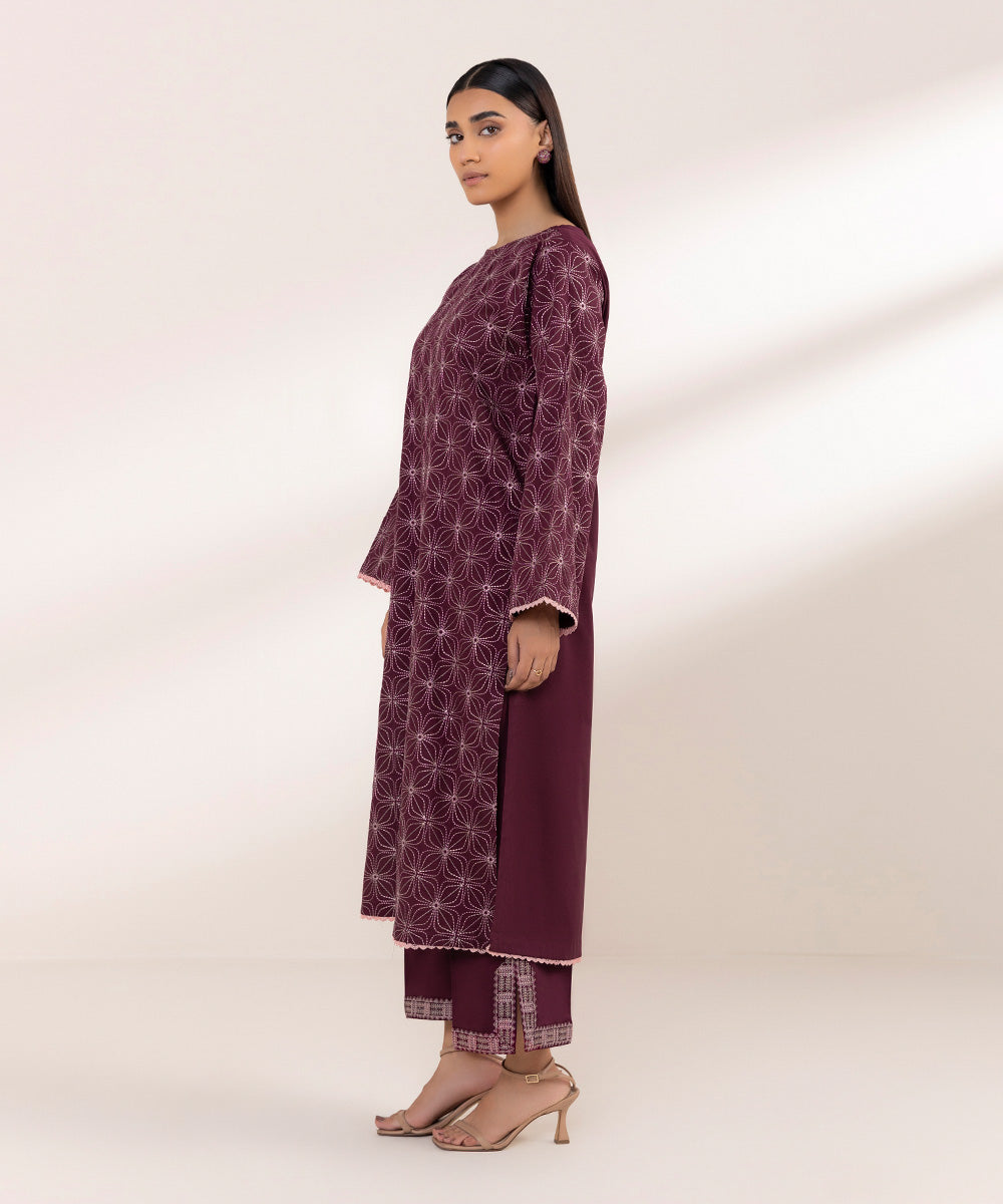 Women's Pret Lawn Embroidered Purple A-Line Shirt