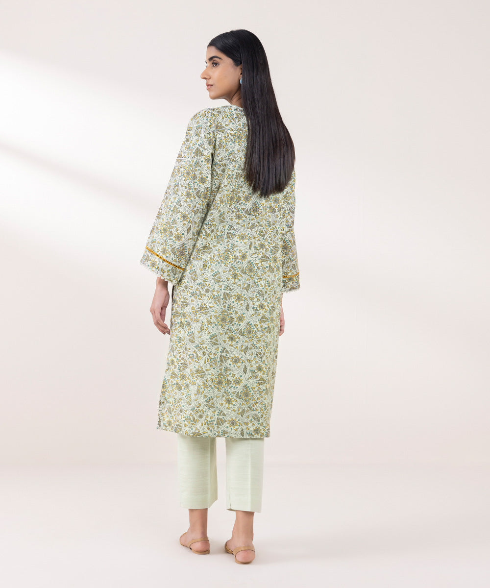 Women's Pret Khaddar Printed Green A-Line Shirt