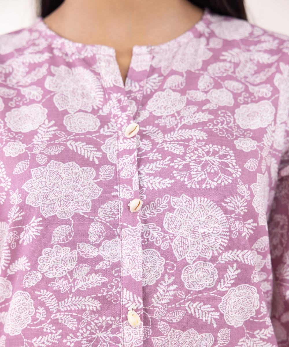 Women's Pret Khaddar Printed Purple A-Line Shirt